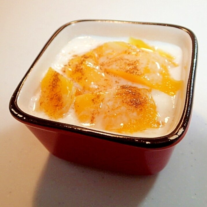 美的　黄桃入りオレンジ寒天のレモンヨーグルト